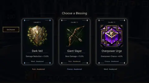 Blessing cards in the Infinite Tower.